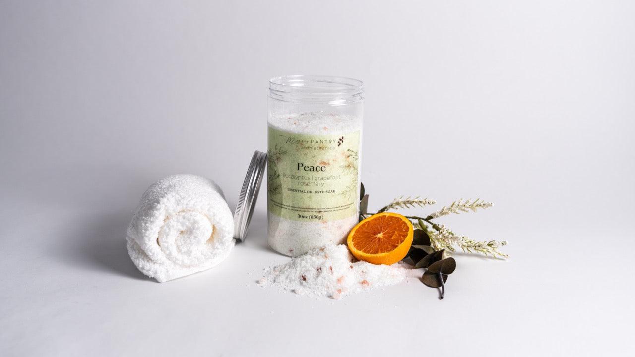 Spa experience bath soak salt blend with essential oils and minerals from himalayan pink salt and calming effects from essential oil blends from megans pantry lavender eucalyptus grapefruit rosemary detox bath aromatherapy for relaxation and muscle relief tension relief and promote sleep and healthy living holistic solutions for body and mind