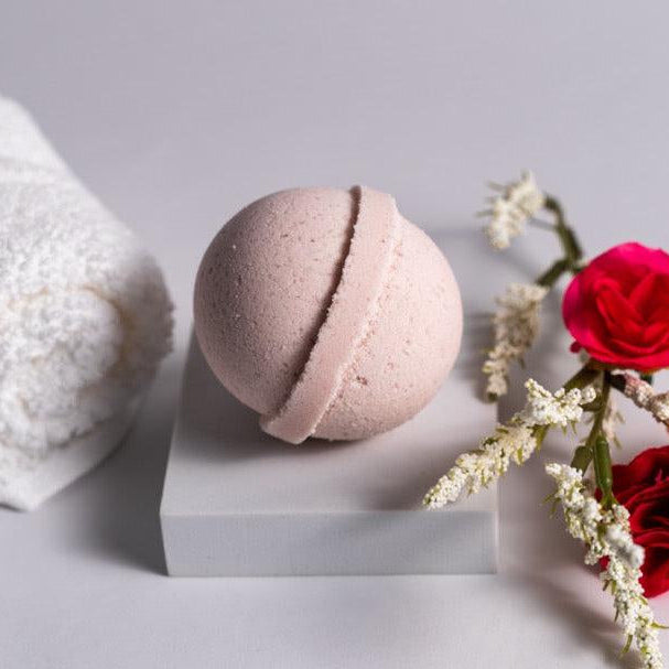 Handcrafted aromatherapy bath bomb from Megan's Pantry, made with pure essential oils