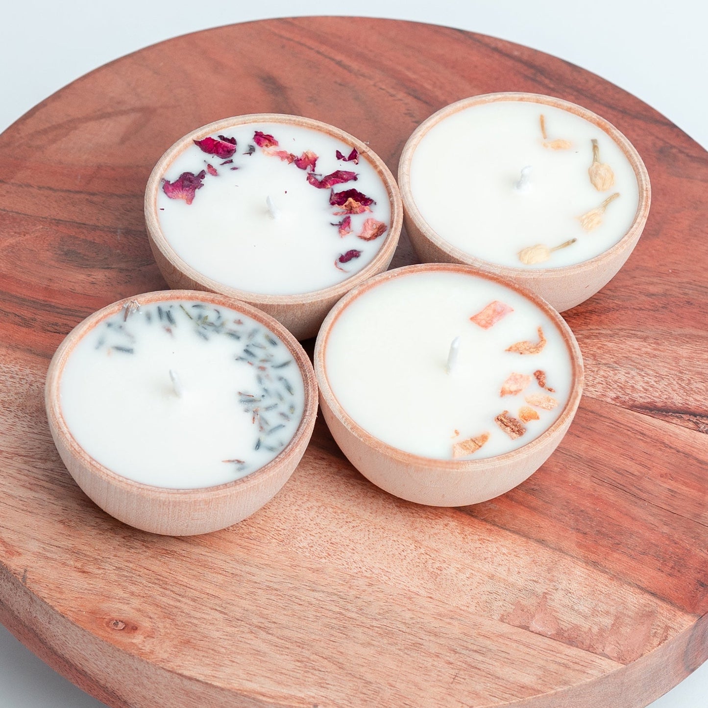 Perfect Spa Day Gift Set from Megan’s Pantry featuring four essential oil wooden tealight candles, matches, Serenity and Eucalyptus bath soaks, Peace triple butter body bar, natural body brush, Relax herbal tea, and a gemmed stainless steel tea infuser. A luxury wellness gift box for relaxation and self-care.