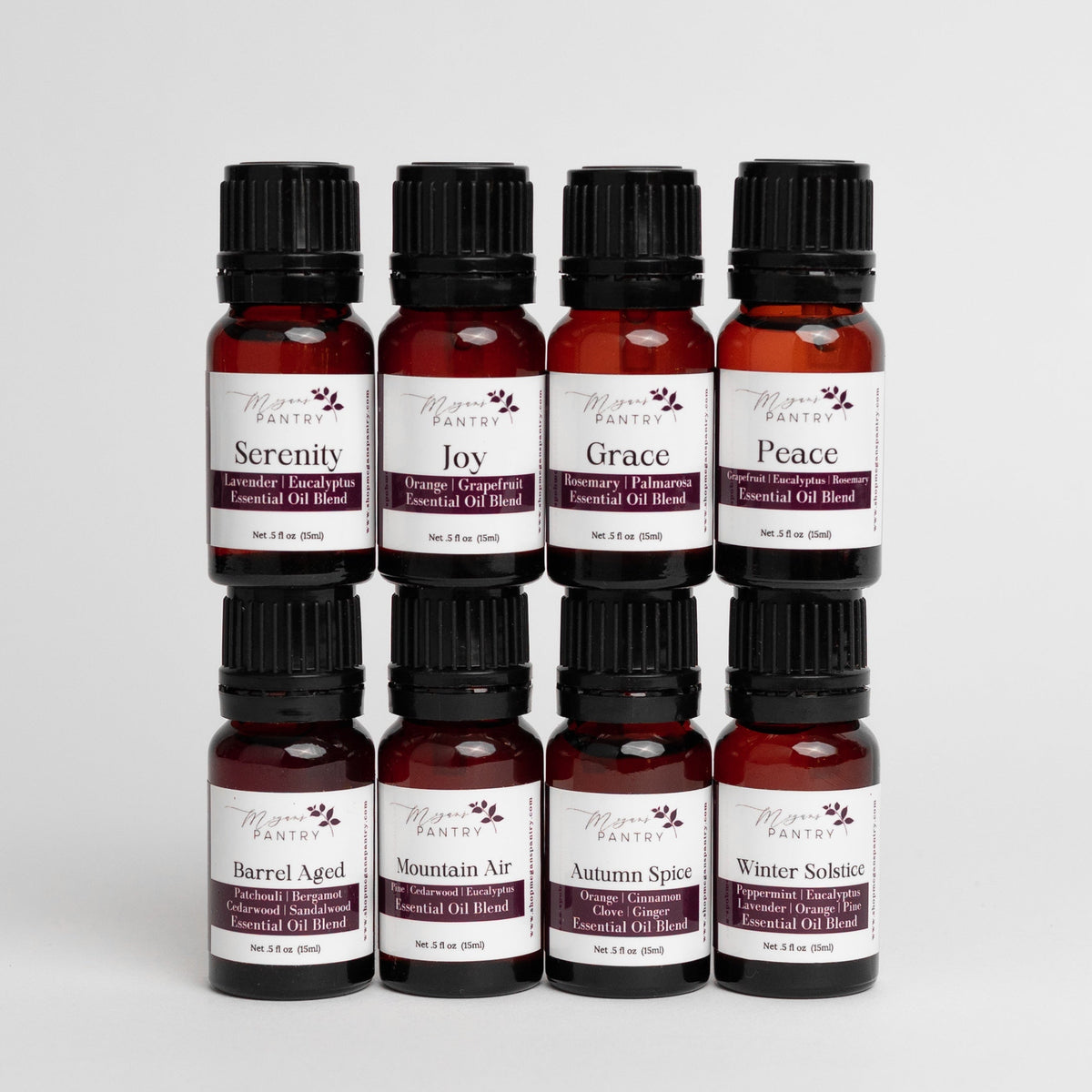 Megan's Pantry half-ounce essential oil blend set bottles