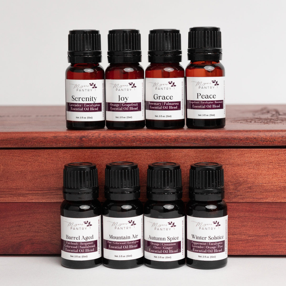 Megan's Pantry half-ounce essential oil blend set bottles