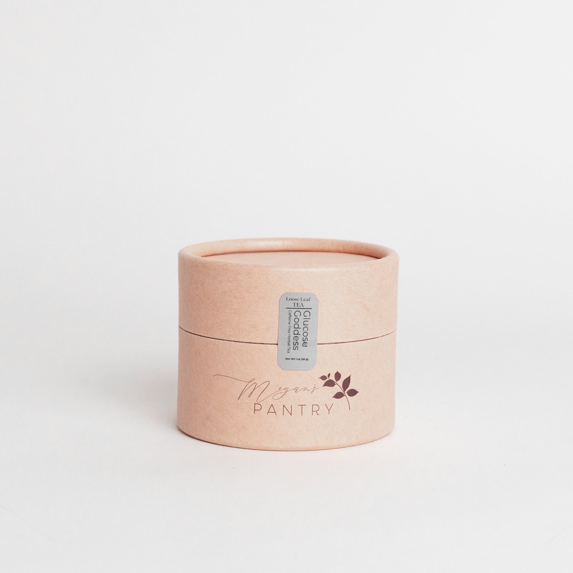 Megan’s Pantry Glucose Goddess Herbal Tea – a caffeine-free blend of raspberry leaf, cinnamon, lemon balm, and fenugreek for natural balance and comfort.