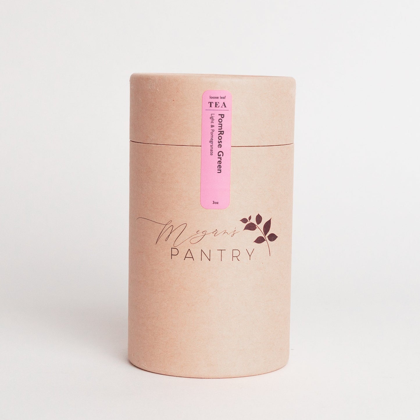 Megan’s Pantry PomRose Green Tea – a refreshing blend of green tea, rose, hibiscus, and pomegranate for a light, fruity floral infusion