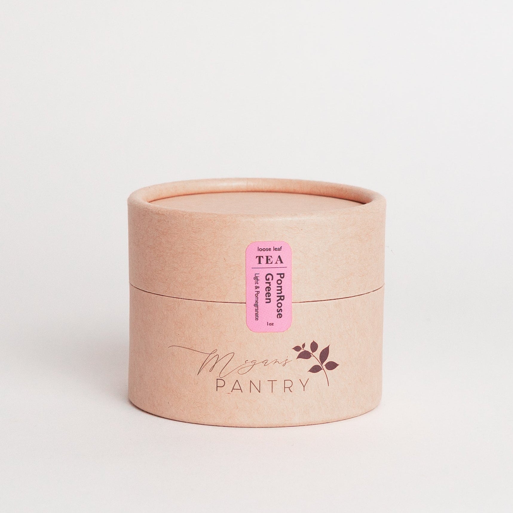 Megan’s Pantry PomRose Green Tea – a refreshing blend of green tea, rose, hibiscus, and pomegranate for a light, fruity floral infusion