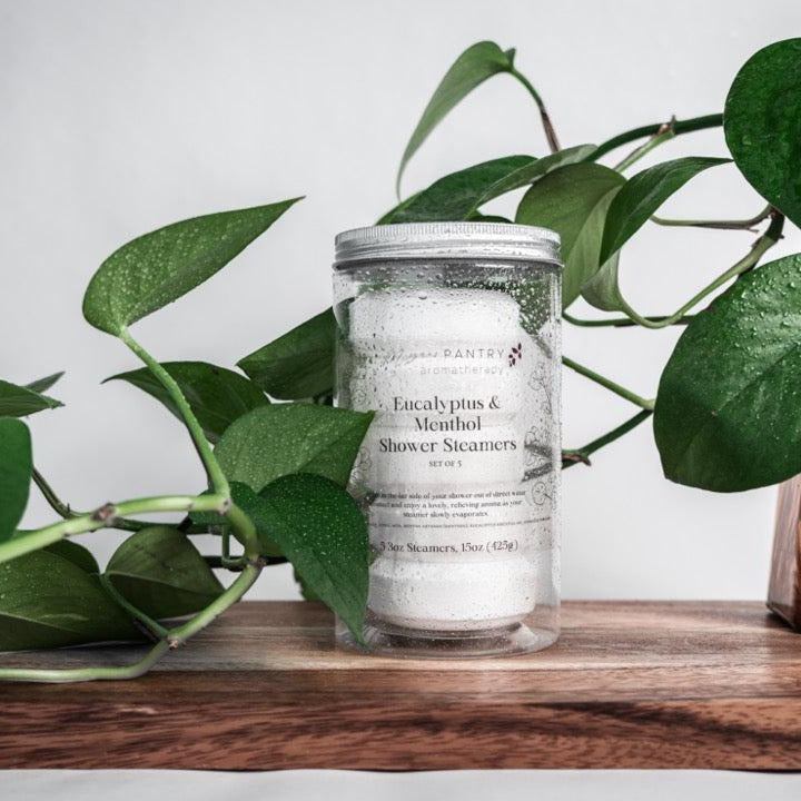 Handcrafted menthol and eucalyptus aromatherapy shower steamers from Megan's Pantry