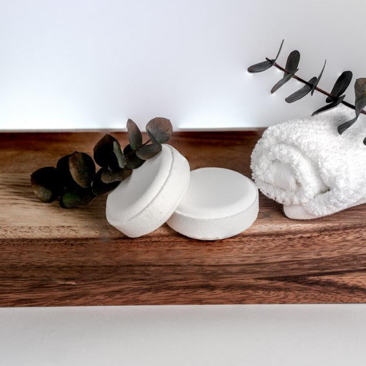 Handcrafted menthol and eucalyptus aromatherapy shower steamers from Megan's Pantry