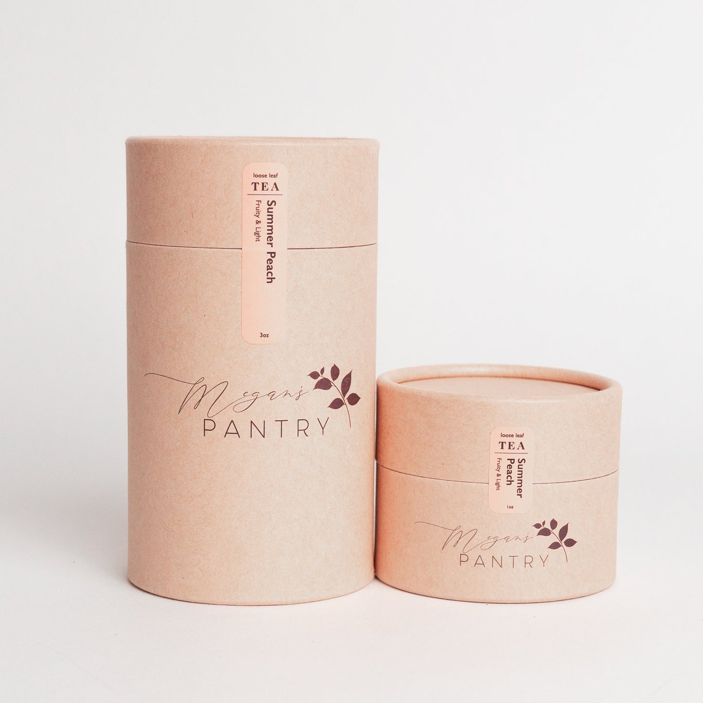 Megan’s Pantry Summer Peach Black Tea – a fruity blend of black tea, peach, and passionfruit, perfect for refreshing iced or hot tea moments