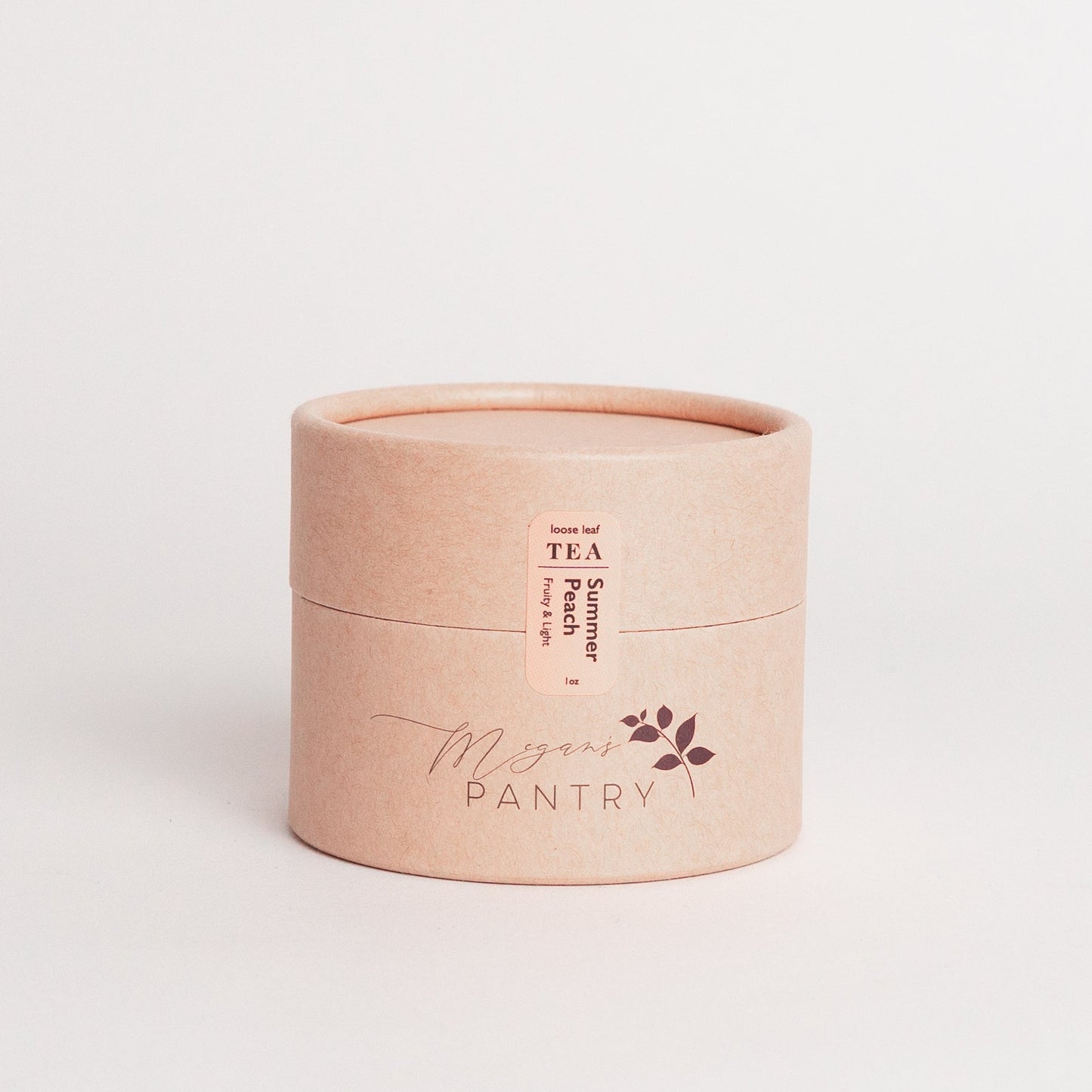 Megan’s Pantry Summer Peach Black Tea – a fruity blend of black tea, peach, and passionfruit, perfect for refreshing iced or hot tea moments