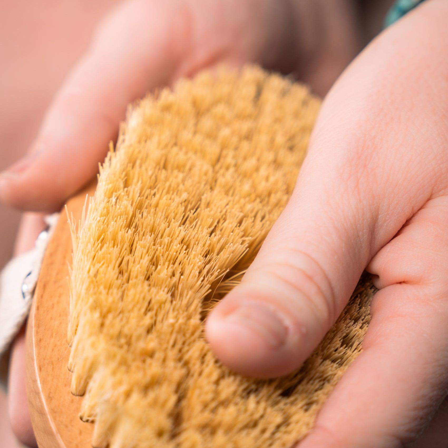 Natural boar bristle body brush with smooth wooden handle for dry brushing, exfoliating, and skin care routines – eco-friendly bath accessory ideal for gifts, spa kits, wellness rituals, and daily self-care from Megan’s Pantry