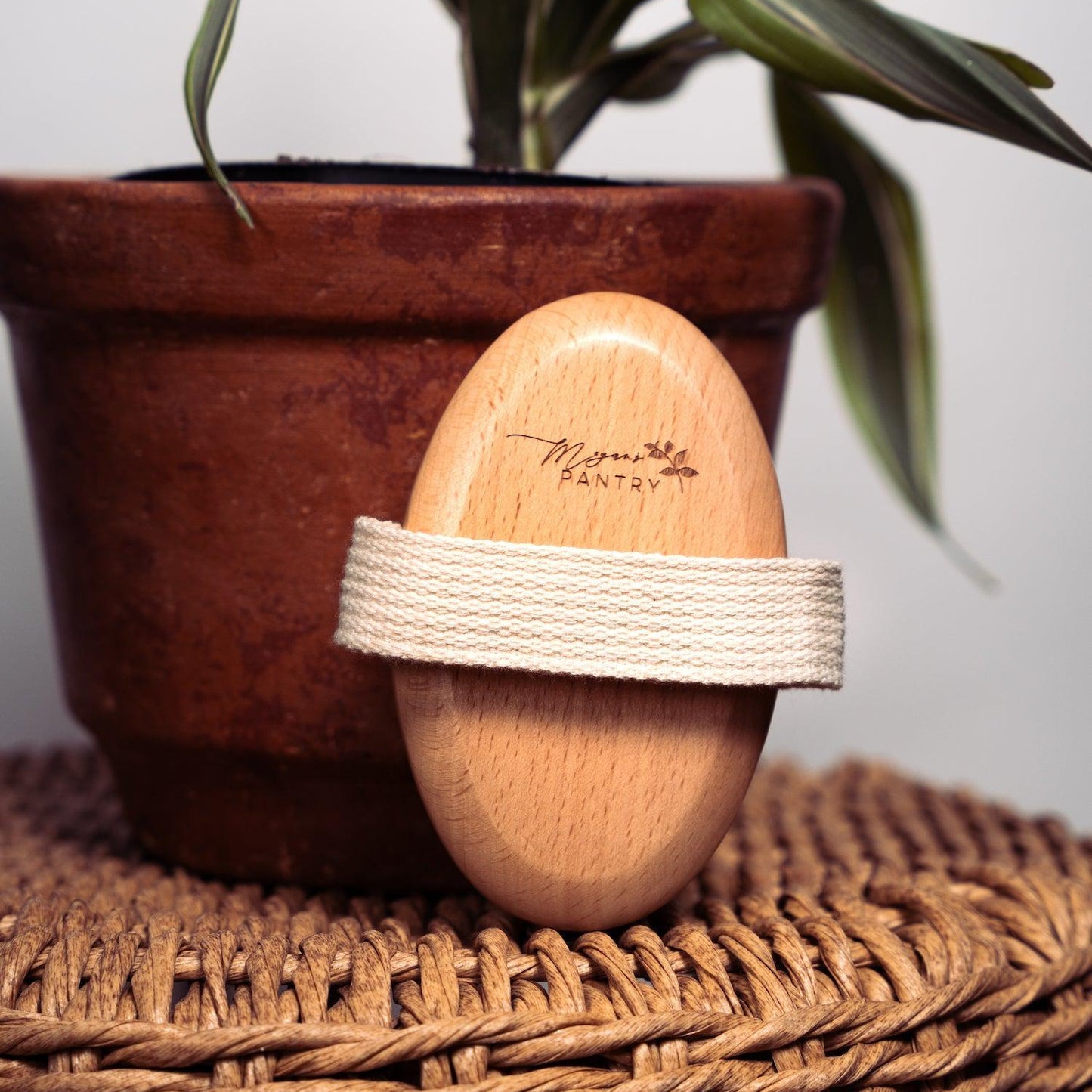 Natural boar bristle body brush with smooth wooden handle for dry brushing, exfoliating, and skin care routines – eco-friendly bath accessory ideal for gifts, spa kits, wellness rituals, and daily self-care from Megan’s Pantry