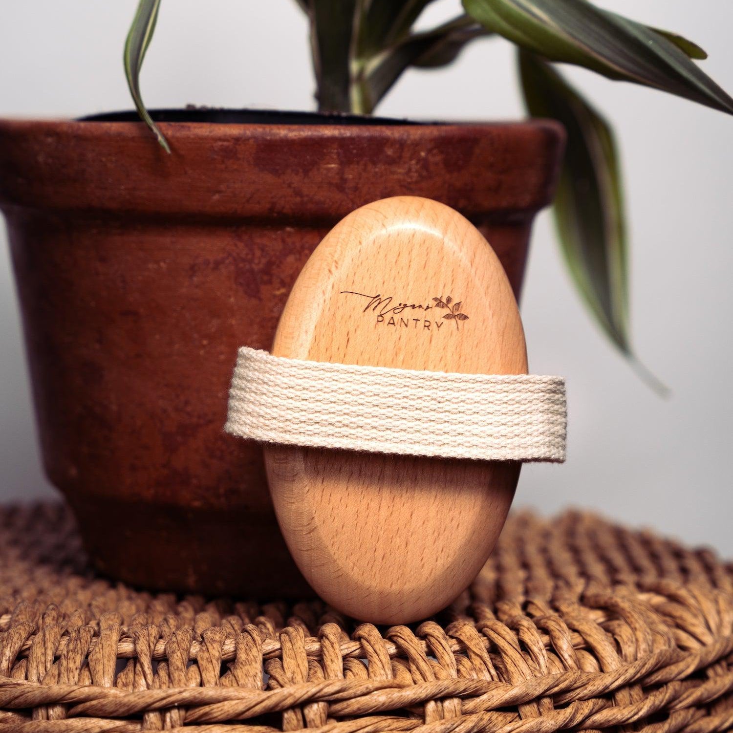 Natural boar bristle body brush with smooth wooden handle for dry brushing, exfoliating, and skin care routines – eco-friendly bath accessory ideal for gifts, spa kits, wellness rituals, and daily self-care from Megan’s Pantry