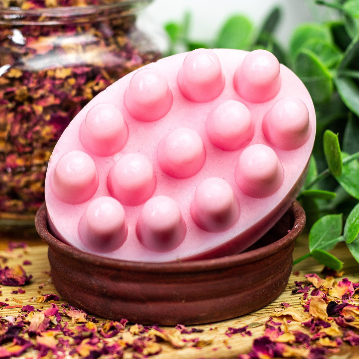 Handcrafted triple butter massage soap bar with massaging tips from Megan's Pantry, made with essential oils