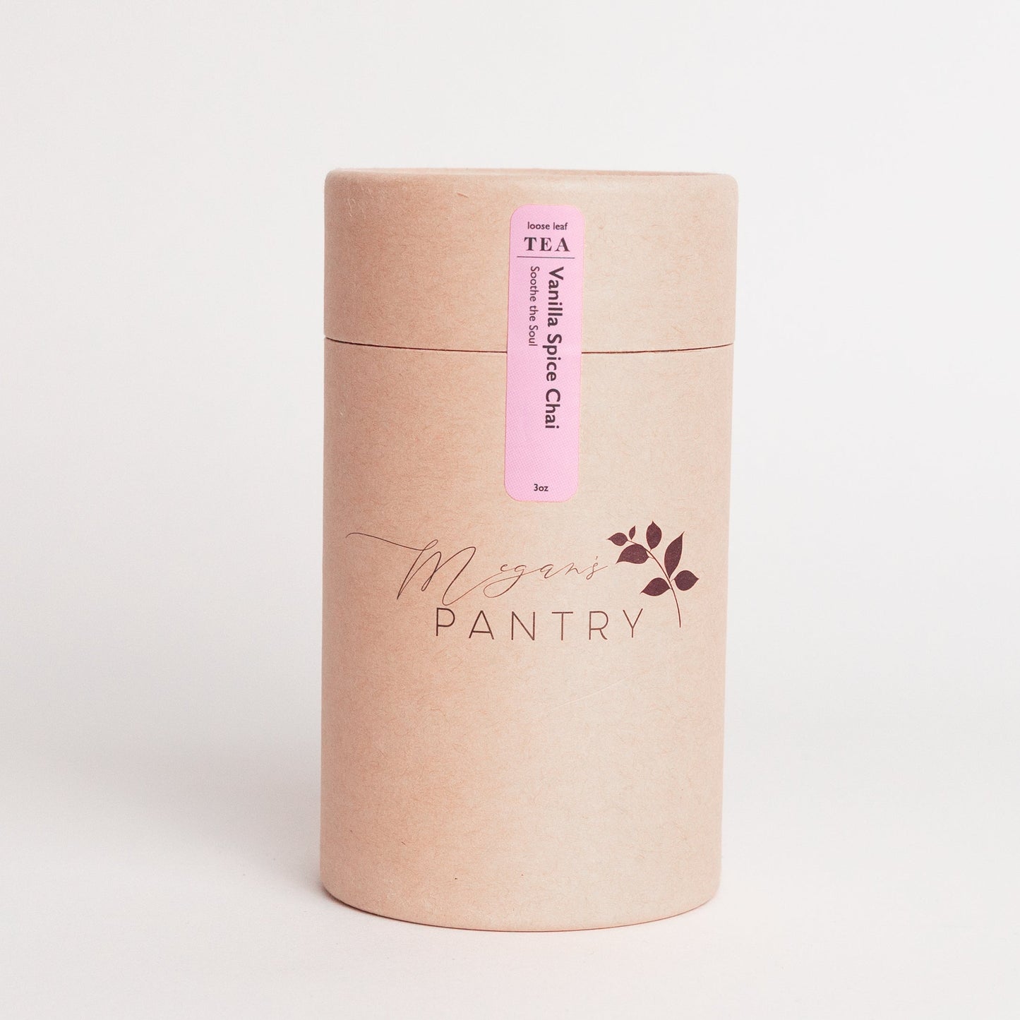 Megan’s Pantry Vanilla Spice Chai tea – a comforting blend of black tea, creamy vanilla, and warm spices for a smooth, aromatic chai latte.