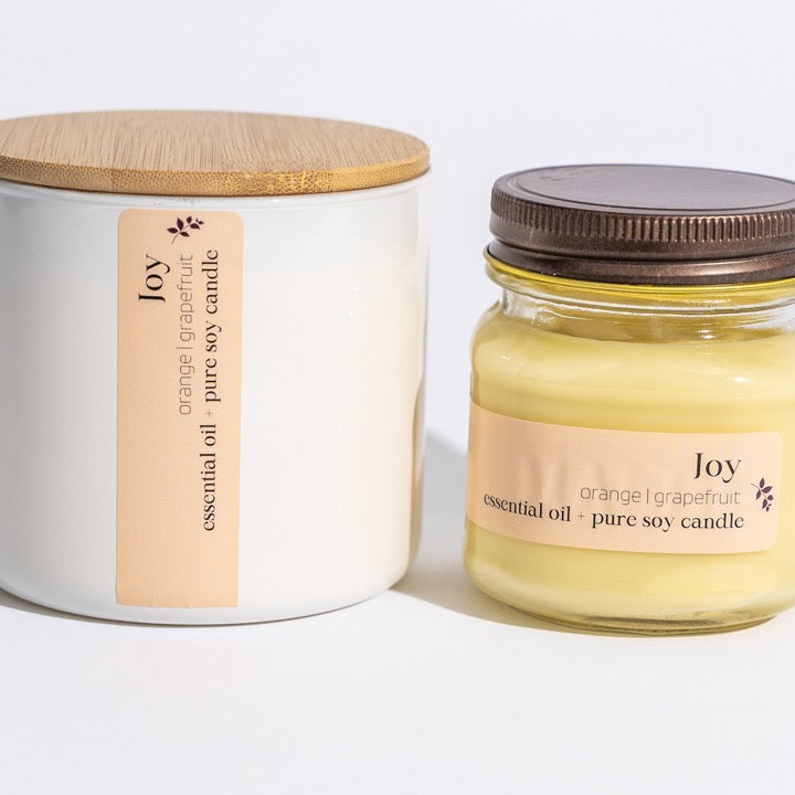 Joy is a blend of orange and grapefruit essential oils, bringing a bright, lively essence to your day.