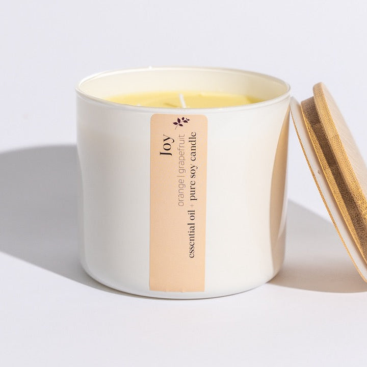 Joy is a blend of orange and grapefruit essential oils, bringing a bright, lively essence to your day.