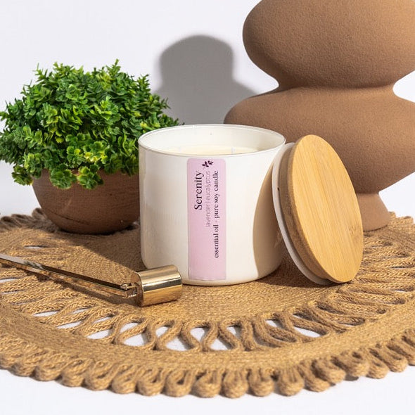 Serenity is a blend of lavender and eucalyptus essential oils, bringing a calming and rejuvenating experience to your senses.