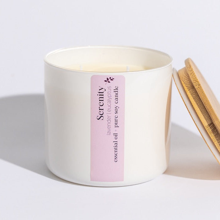 Serenity is a blend of lavender and eucalyptus essential oils, bringing a calming and rejuvenating experience to your senses.