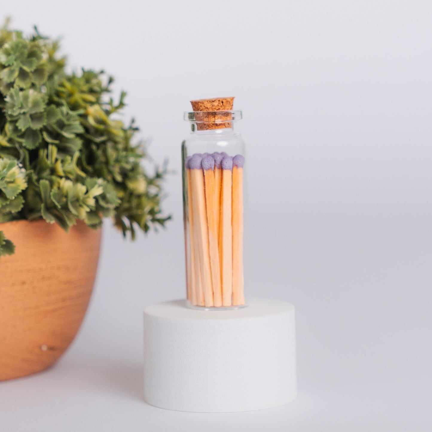 These lovely match sets are the perfect addition to your favorite candle or candle gift.
Each glass vial contains 20 single-use colored wooden safety matches and a round piece of striker paper on the bottom. 100% free of Sulphur and toxic heavy metals.