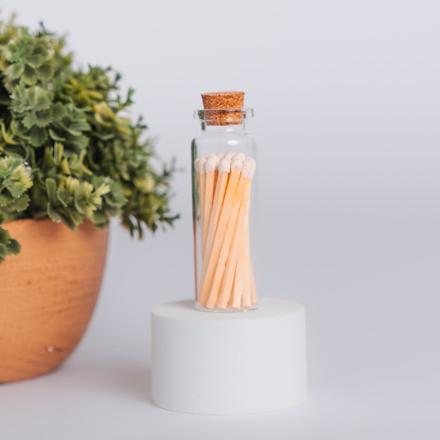 These lovely match sets are the perfect addition to your favorite candle or candle gift.
Each glass vial contains 20 single-use colored wooden safety matches and a round piece of striker paper on the bottom. 100% free of Sulphur and toxic heavy metals.
